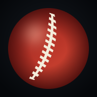 The CricApex app icon: a red cricket ball with a cream seam on a dark background.